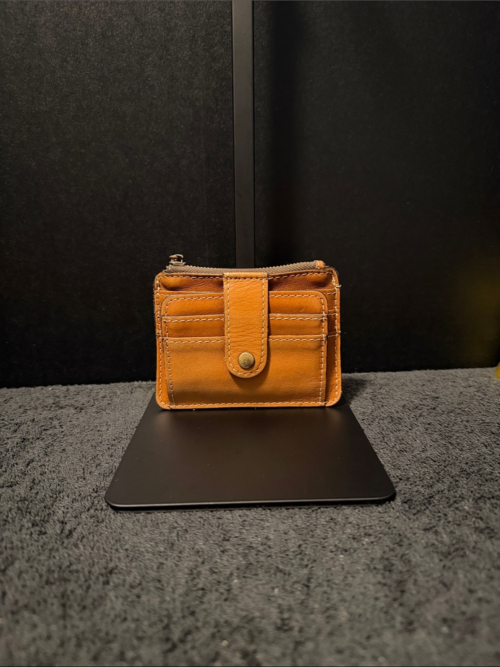 Patricia Nash Tan Leather Zip Card Case